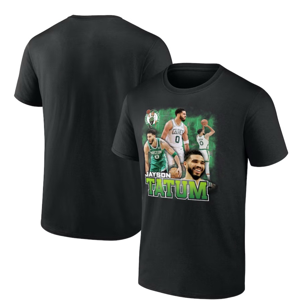 Black Graphic T-Shirt with Green Accents